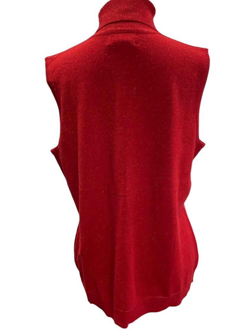 Vintage 80s 90s Sag Harbor Turtleneck Sweater M Red Metallic Retro Glam Vibrant - Picture 3 of 6